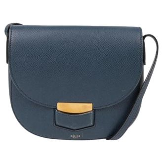 Celine Pre-owned Cross Body Bags, female, Blue, Size: ONE SIZE Pre-owned Trotter Small Shoulder Bag