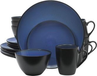 Gibson Home Soho Lounge Round 16-Piece Stoneware Dinnerware Set, Service for 4 in Blue/black at Nordstrom
