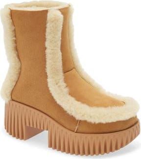 4CCCCees Plia Fero Genuine Shearling Platform Bootie in Camel at Nordstrom Rack, Size 7.5Us / 38Eu