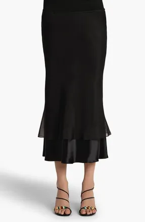 Khaite Monina Layered Effect Skirt in Black at Nordstrom, Size 8