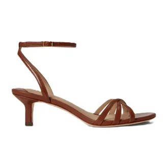 Ralph Lauren High Heel Sandals, female, Brown, Size: 10 US Kendyl Kttn-Sandals-Heel Sandal-Nappa Leather