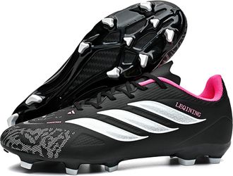 Generic Mens Fashion Cleats Football Shoes - Breathable Lightweight Soccer Shoes - Professional Lace-up Football Sneakers (Black,6.5)