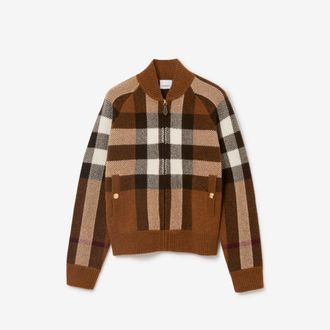 Burberry Check Wool Cashmere Bomber Jacket