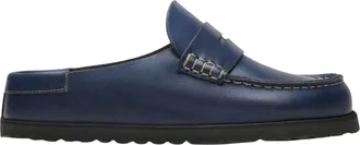 Birkenstock Navy Blue Naples Moccasin-Inspired Slip-On Leather Loafers