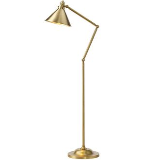 Loops Floor Lamp Funnel Shaped Shade Moveable Ball Joints Aged Brass LED E27 100W in Metallics