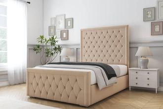 Comfort Beds Hilton Plush Bed Frame With Mattress-50 Upholstered in Stone | Size: Single
