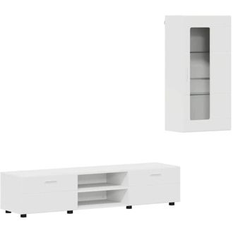 vidaXL TV Cabinet Set with Drawer with Shelf White Engineered Wood vidaXL