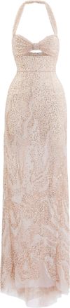 Saiid Kobeisy Embroidered Tulle Fitted Dress