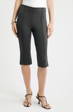 Nordstrom Ponte Knit Capri Pants in Grey Dark Heather at Nordstrom, Size Xx-Large