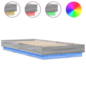 Berkfield Home Bed Frame without Mattress with LED Lights Grey Sonoma 100x200 cm