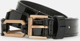 AllSaints Womens Cow Leather Dakota Leather Hexagon Link Belt, Size: XL