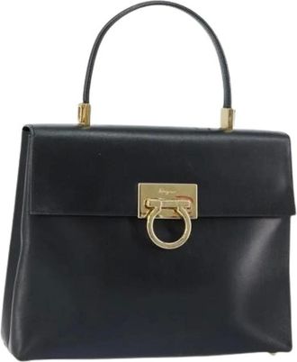 Ferragamo Pre-owned Handbags, female, Black, Size: ONE SIZE Pre-owned Leather Handbag