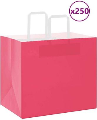 vidaXL Bolsas De Papel Con Asas 250 Uds Rosa 32x22x28 Cm Vidaxl