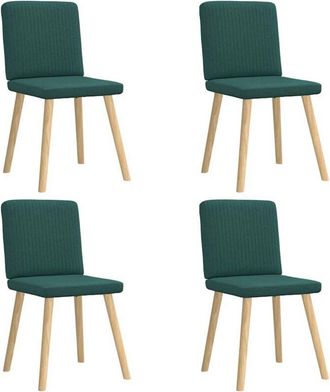 vidaXL Sillas De Comedor 4 Unidades Tela Verde Oscuro Vidaxl
