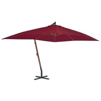 Berkfield Home Cantilever Umbrella with Wooden Pole 400x300 cm Bordeaux Red