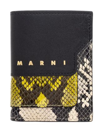 Marni leather snakeskin wallet - women - Calf Leather - One Size - Black