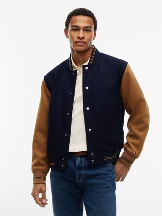 Tommy Hilfiger Mens Wool-Blend Varsity Jacket - Navy Blue - XXXL
