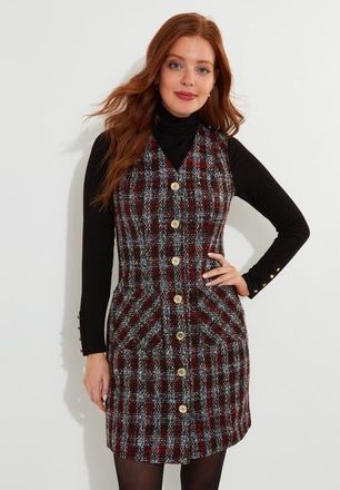 Joe Browns Sleeveless Tweed Dress in Red Plaid at Nordstrom, Size 20