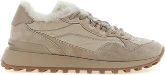 Brunello Cucinelli Beige Suede Lace-up Sneakers