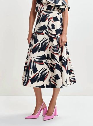 Essentiel Jaelyn Deep Pleat Midi Skirt In Black/brown/off White