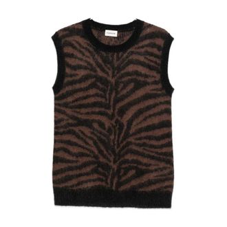 P.A.R.O.S.H. Gilet in Maglia Senza Maniche con Stampa Zebra - - Knitwear - Donna - Multicolore - M