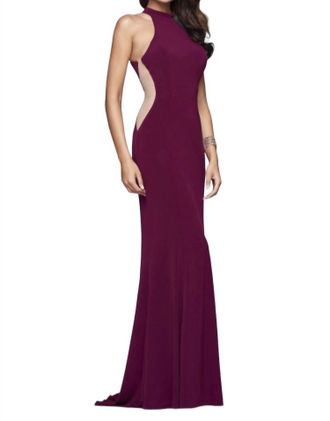Faviana Evening Gown In Bordeaux Wine