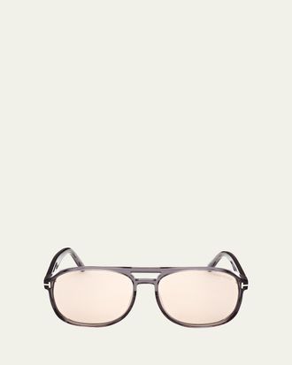 Tom Ford Mens Rosco Photochromic Acetate Aviator Sunglasses
