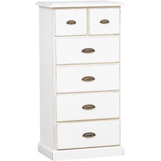 Biscottini International Cassettiera Country in legno massello di tiglio finitura bianca anticata 63x41x120 cm