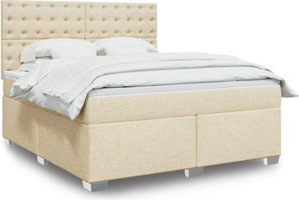 vidaXL Cama Box Spring Con Colch&oacute;n Tela Color Crema 180x200 Cm Vidaxl