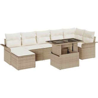 vidaXL Vidaxl - Conjunto De Sof&aacute; De Jard&iacute;n Con Coj&iacute;n 8 Pcs Beige Polirat&aacute;n