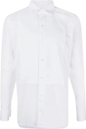 Ermenegildo Zegna Optical Cotton Tuxedo Shirt - Heren - Zakelijke Overhemden - Wit - L - Katoen - Overhemden