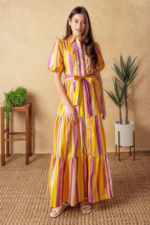 Flying Tomato Soiree Sweetness Poplin Maxi Dress In Yellow