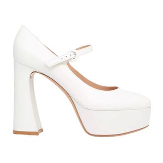 Gianvito Rossi Pumps, female, White, 6 1/2 UK, Leather Platform Shoes By Mary Jane