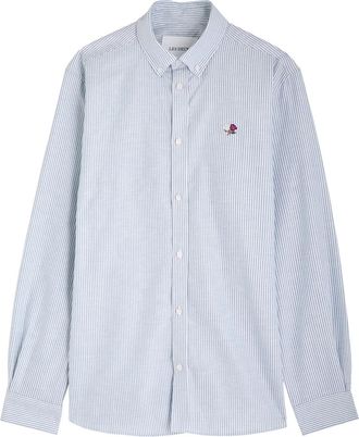 Les Deux Kent Striped-jacquard Cotton Shirt - Light Blue - XL