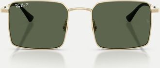 Ray-Ban Idan - Occhiali da sole polarizzati squadrati color oro pallido con lenti verdi