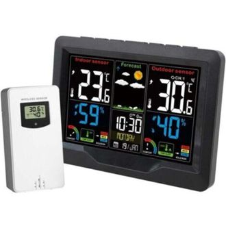 OEM Reloj Meteorol&oacute;gico Crezuo Con Pantalla A Color, Sensor, Term&oacute;metro E Higr&oacute;metro Para Interiores Y Alarma Recargable Por Usb.-crezuo