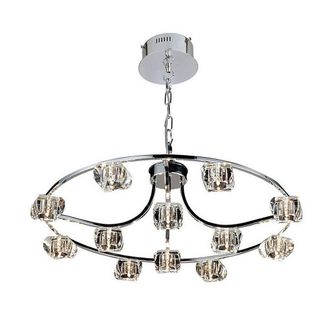 Netlighting Polana Pendant Round 12 Light G4 Polished Chrome NOT LEDCFL Compatible in Grey