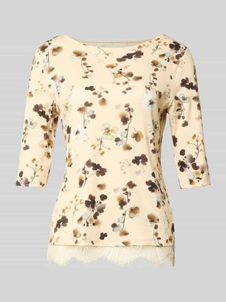 Marc Cain Regular Fit Bluse aus Baumwoll-Mix mit Spitzenbesatz in Sand, Gr&ouml;&szlig;e 34