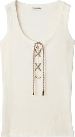Burberry adjustable-drawcord tank top - women - Cotton/Modal - M - Neutrals