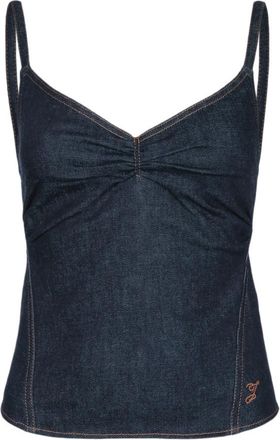 Jacquemus Navy Blue Solid V Neck Top