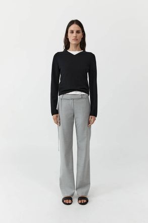 St.Agni 90s Belt Minimal Pants In Concrete
