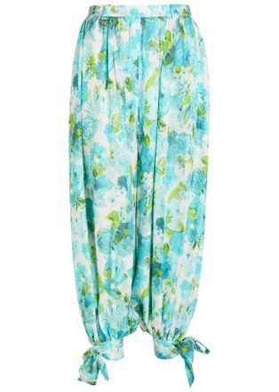 Chlo&eacute; Printed Balloon-leg Silk Trousers - Blue - 38 (UK10 / S)