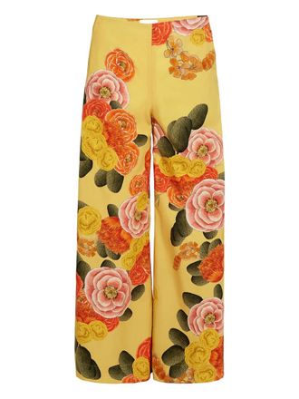 Giambattista Valli floral trousers - Yellow