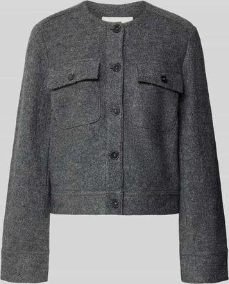 Marc O'Polo Taillierter Kurzblazer aus Viskose-Woll-Mix in Dunkelgrau Melange, Gr&ouml;&szlig;e 34