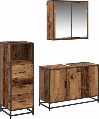 vidaXL Juego De Muebles De Ba&ntilde;o Con Caj&oacute;n 3 Pcs Madera Envejecida