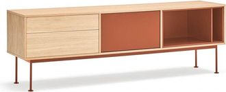 Teulat Mueble de tv 2 cajones 1 puerta roble y teja