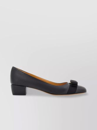 Ferragamo soft bow block heel pumps