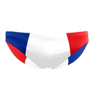 Generic Mens Bikini Swimwear Personalized Swim Briefs Bathing Suit Swimsuit French Flag Blue White Red Stripe