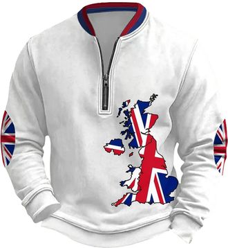 Generic Union Jack Polo Shirt for Men British Flag Bunting Ve Day Polo Shirts England Rugby Cricket Shirts Funny Golf Summer Plus Size Short Sleeve Collared S