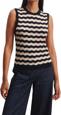 Sanctuary Everyday Chevron Knit Shell Top In Inkstorm/dark Opal